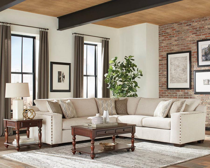 Aria L-shaped Sectional with Nailhead