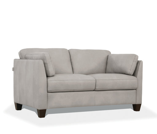 Matias Dusty White Leather Loveseat - Canales Furniture