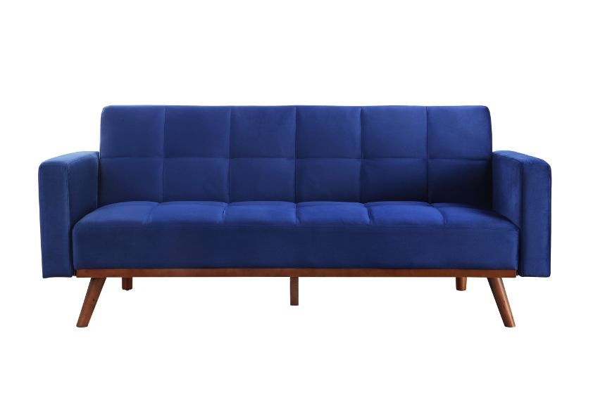 Tanitha Blue Velvet Adjustable Sofa