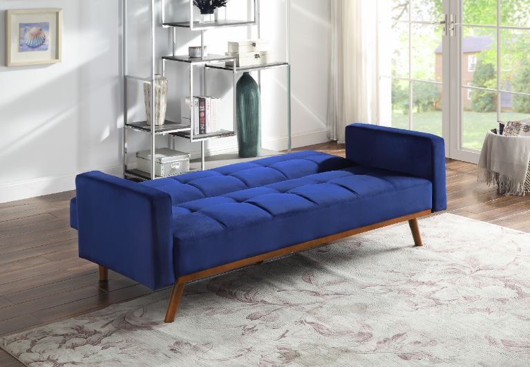 Tanitha Blue Velvet Adjustable Sofa