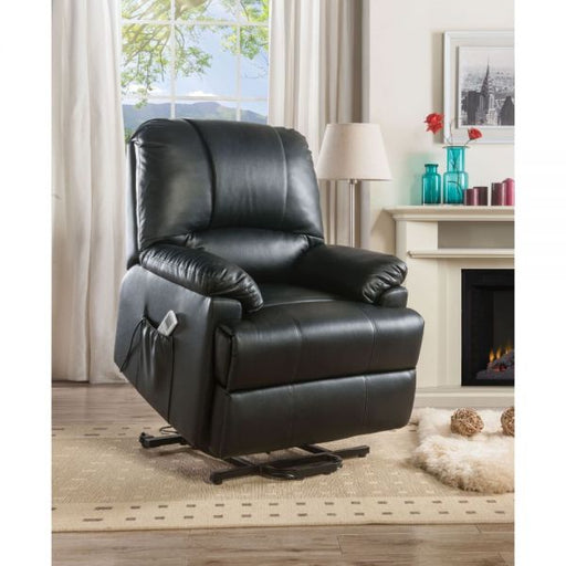 Ixora Black PU Recliner w/Power Lift & Massage - Canales Furniture