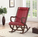 Triton Burgundy PU & Walnut Rocking Chair - Canales Furniture