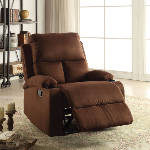 Rosia Chocolate Microfiber Recliner (Motion) - Canales Furniture