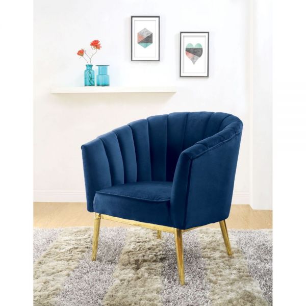 Colla Midnight Blue Velvet & Gold Accent Chair - Canales Furniture