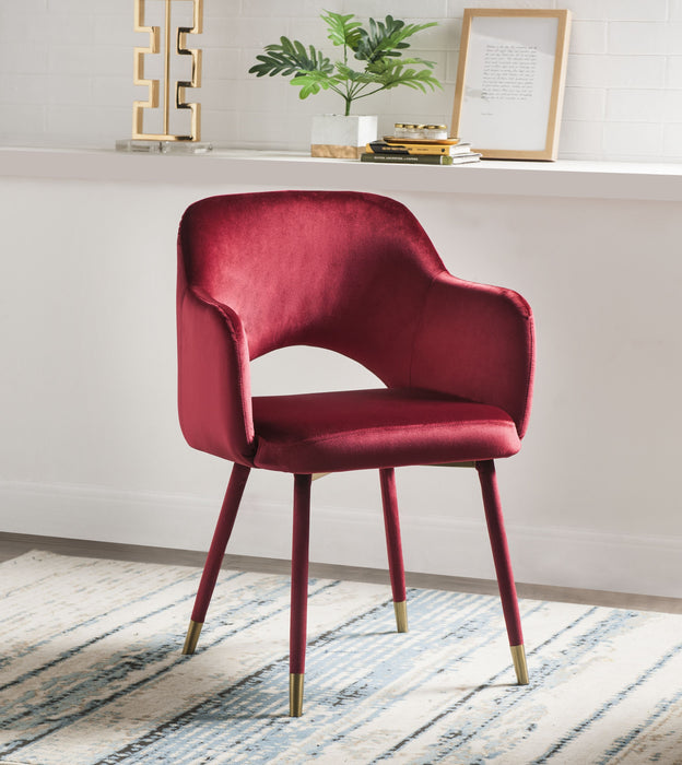Applewood Bordeaux-Red Velvet & Gold Accent Chair - Canales Furniture
