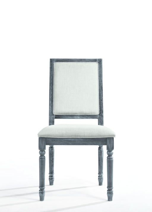 Leventis Cream Linen & Weathered Gray Side Chair - Canales Furniture