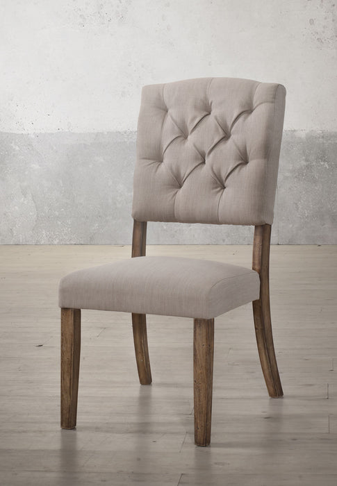 Bernard Cream Linen & Weathered Oak Side Chair - Canales Furniture