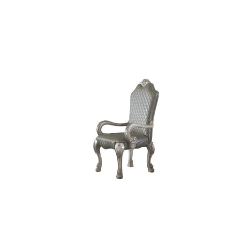 Dresden Vintage Bone White & PU Arm Chair - Canales Furniture