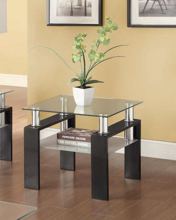 Dyer Tempered Glass End Table with Shelf