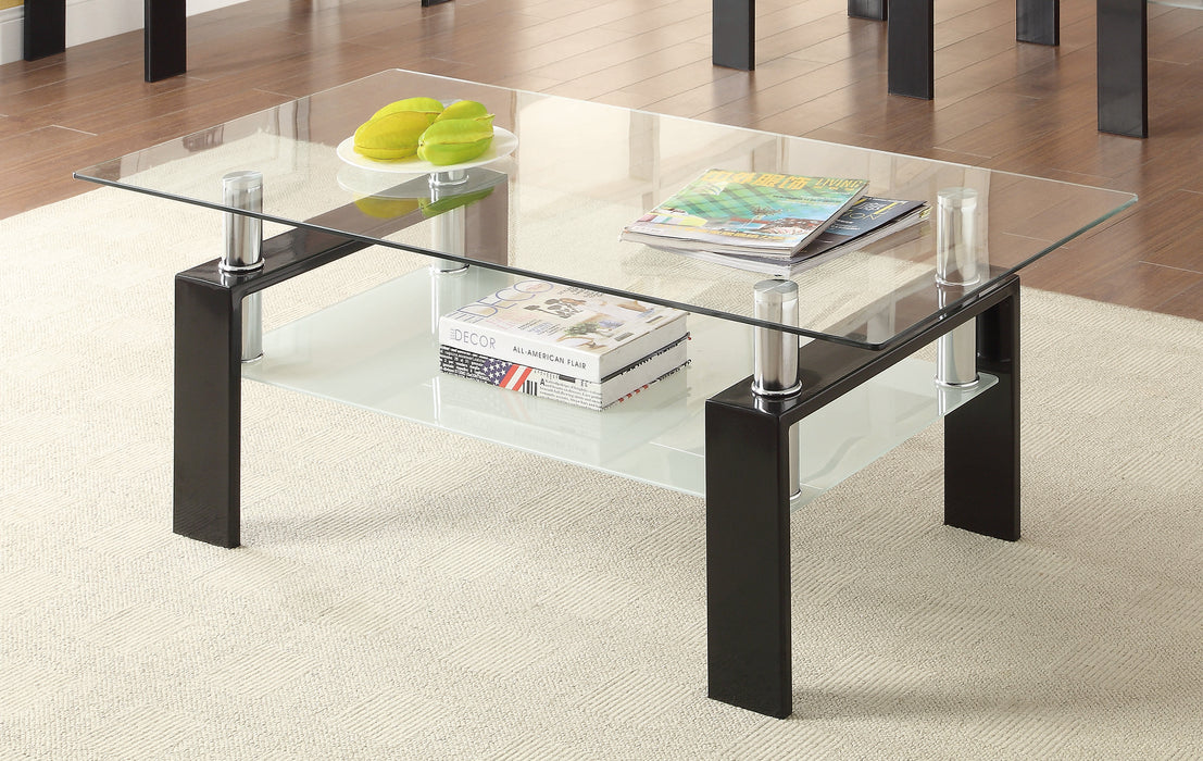 Dyer Tempered Glass Coffee Table with Shelf