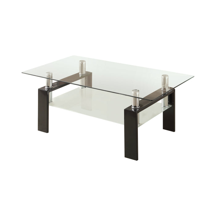 Dyer Tempered Glass Coffee Table with Shelf