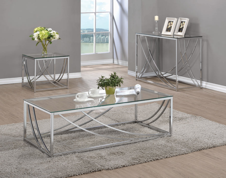 Glass Top Square End Table Accents Chrome - Canales Furniture