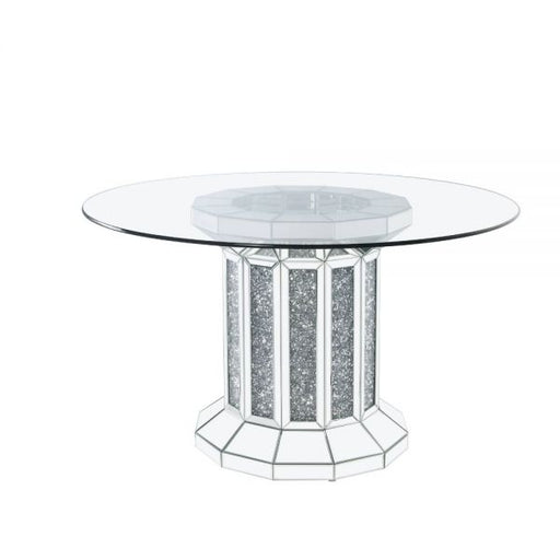 Noralie Mirrored & Faux Diamonds Dining Table - Canales Furniture