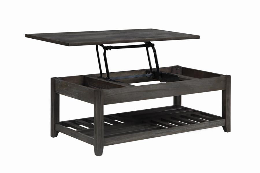 Lift Top Coffee Table with Storage Cavities Grey