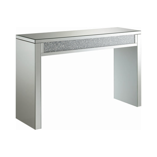 Layton Rectangular Sofa Table Silver And Clear Mirror - Canales Furniture