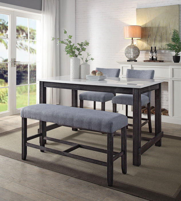 Yelena Marble & Weathered Espresso Counter Height Table - Canales Furniture