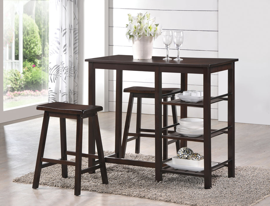 Nyssa Walnut Counter Height Set (3Pc Pk) - Canales Furniture