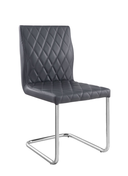 Ansonia Gray PU & Chrome Side Chair - Canales Furniture