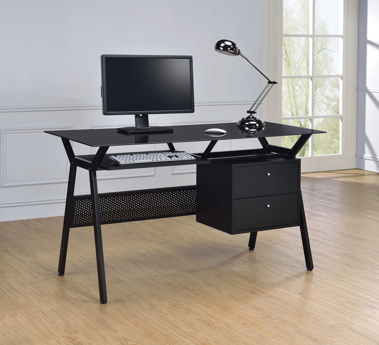 Weaving 2-Drawer Computer Desk Black - Canales Furniture