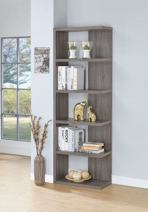 5-Tier Bookcase Weathered Grey - Canales Furniture