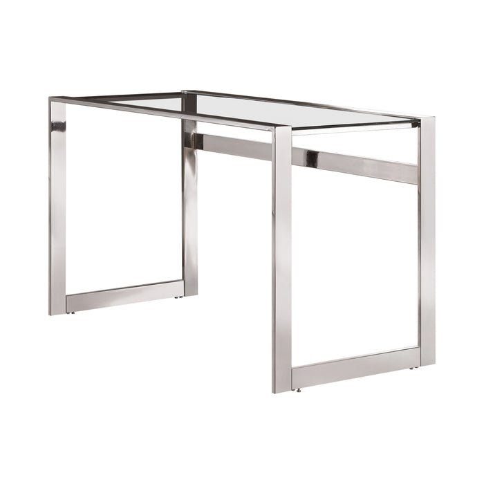 Hader Glass Top Writing Desk Chrome - Canales Furniture