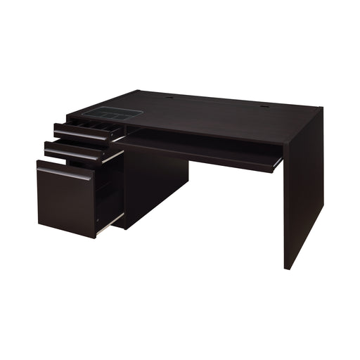 Halston  Desk 3 -Drawer Connect-It Office Desk Cappuccino - Canales Furniture