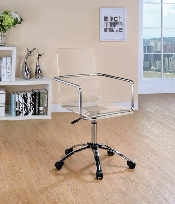 Amaturo Office Chair With Casters Clear And Chrome - Canales Furniture