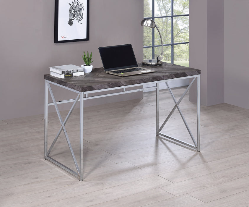Grimma Writing Desk Rustic Grey Herringbone - Canales Furniture