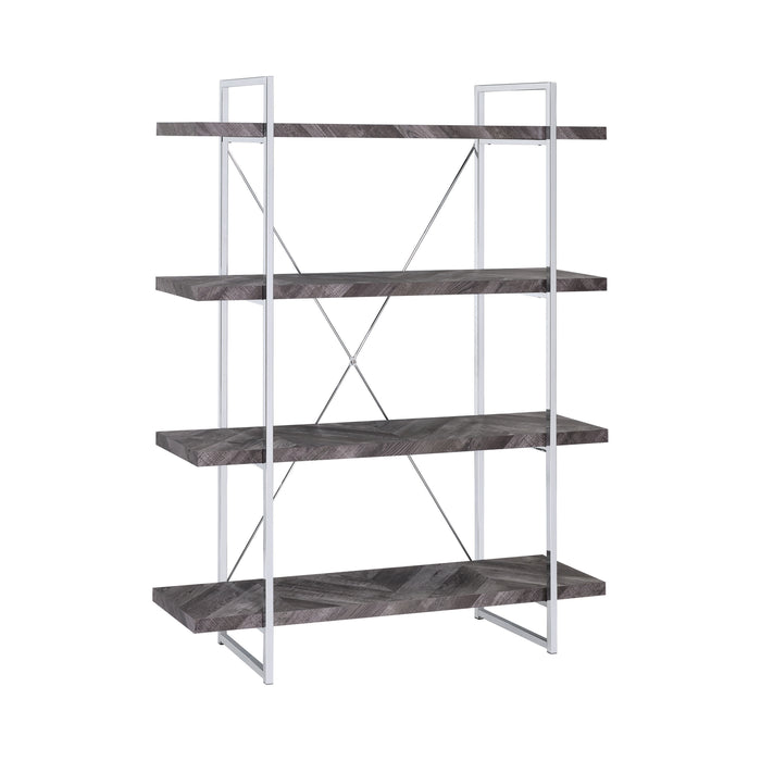 Shelf Bookcase Rustic Grey Herringbone - Canales Furniture