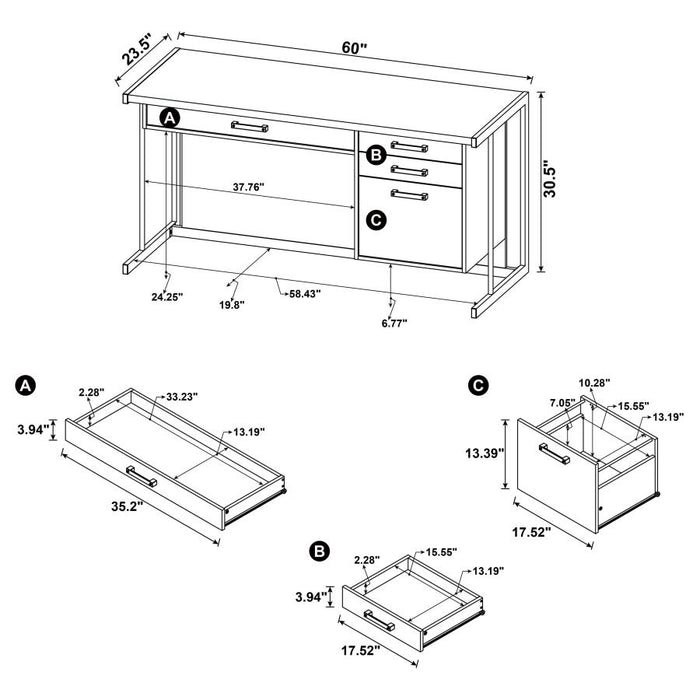 Loomis 4-drawer Rectangular Office Desk