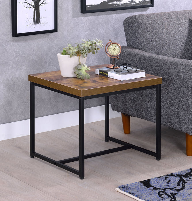 Bob Weathered Oak & Black End Table - Canales Furniture