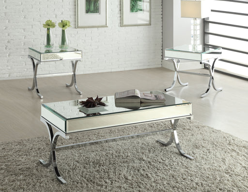 Yuri Mirrored Top & Chrome Coffee Table - Canales Furniture