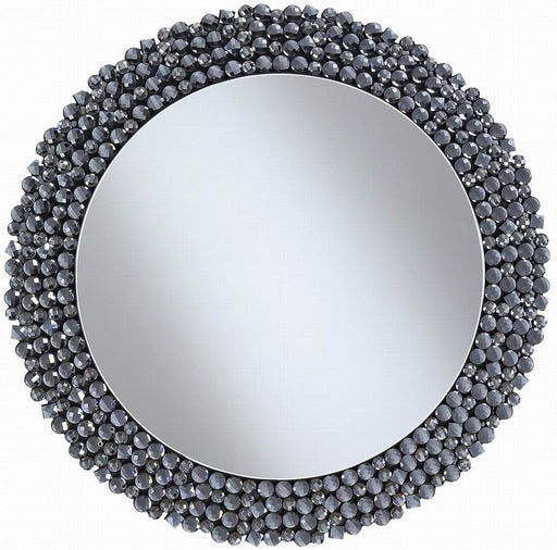Round Wall Mirror With Textural Frame Grey - Canales Furniture