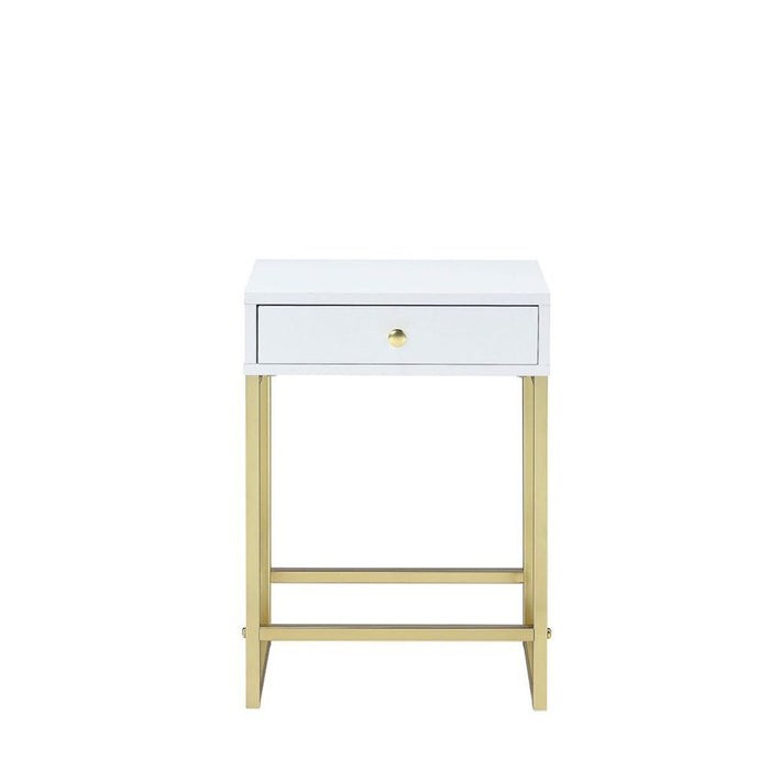 Coleen White & Brass End Table