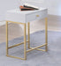 Coleen White & Brass Side Table - Canales Furniture