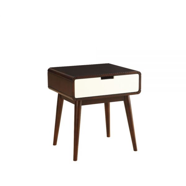 Christa Espresso & White End Table - Canales Furniture