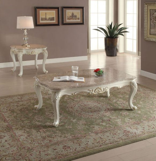 Chantelle Marble & Pearl White Coffee Table - Canales Furniture