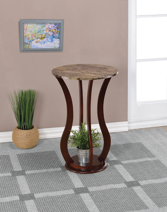 Round Marble Top Accent Table Brown - Canales Furniture