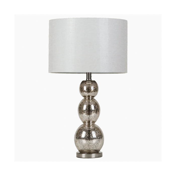 Drum Shade Table Lamp White And Antique Silver