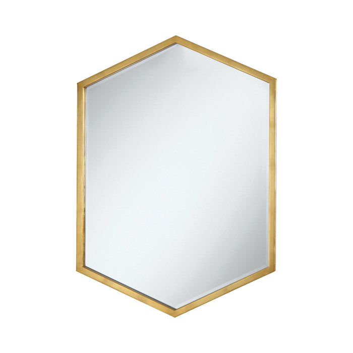 Espejo de pared con forma hexagonal dorado