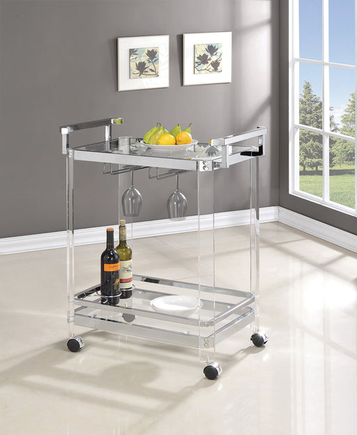 Clear Acrylic Chrome Serving Cart - Canales Furniture