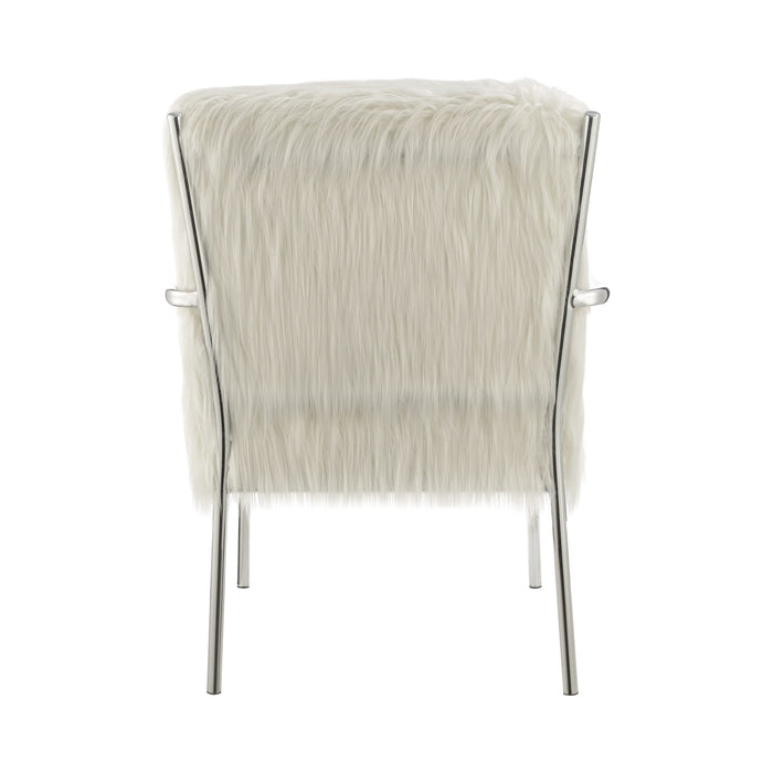 Faux Sheepskin Upholstered Accent Chair With Metal Arm - Canales Furniture