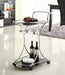Chrome with Black Glass Serving Cart - Canales Furniture