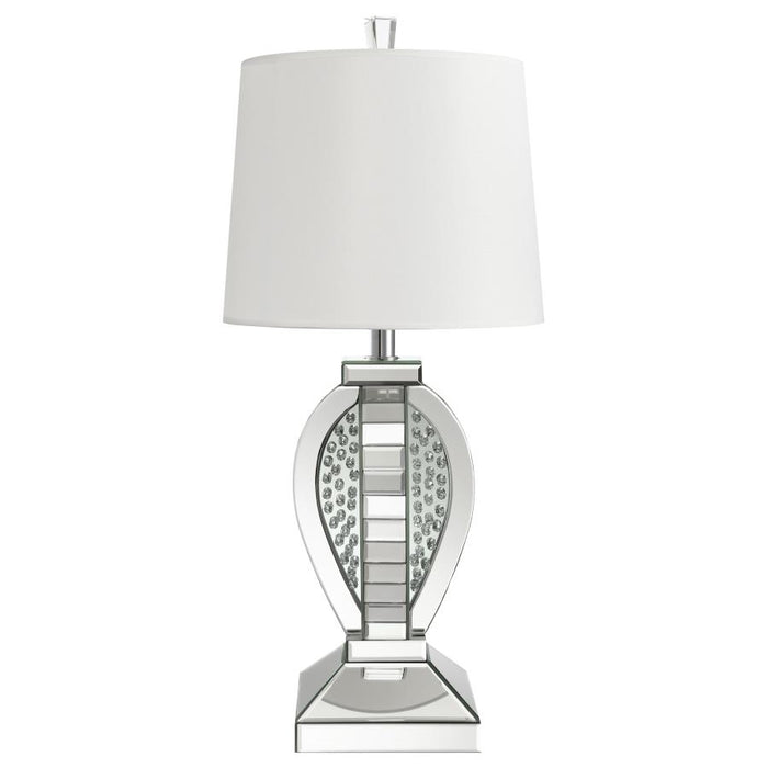 Table Lamp with Drum Shade White and Mirror