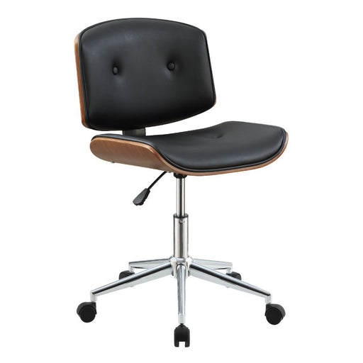 Camila Black PU & Walnut Office Chair - Canales Furniture