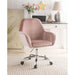 Eimer Peach Velvet & Chrome Office Chair - Canales Furniture