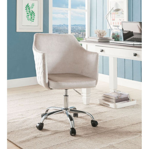 Cosgair Champagne Velvet & Chrome Office Chair - Canales Furniture