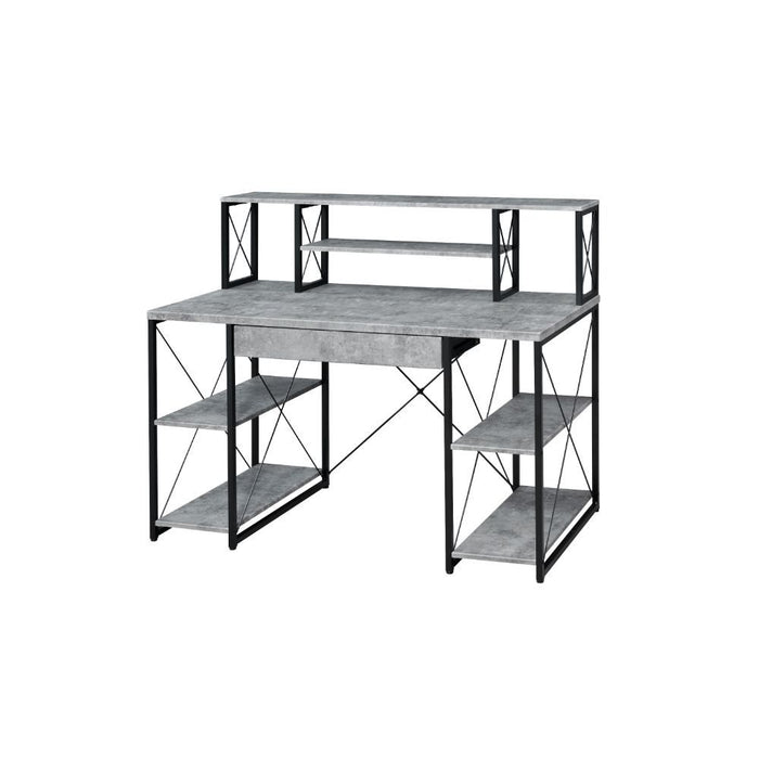 Amiel Faux Concrete & Black Desk - Canales Furniture