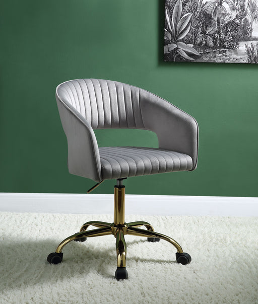 Hopi Gray Velvet & Gold Office Chair - Canales Furniture