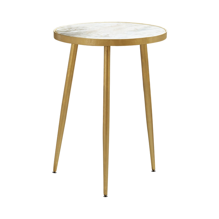 Round Accent Table White And Gold - Canales Furniture